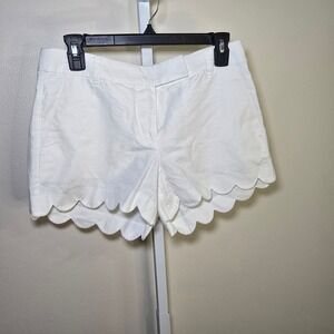 J.Crew Womens White Scalloped Hem Shorts Size 4 Casual‎ Cute
